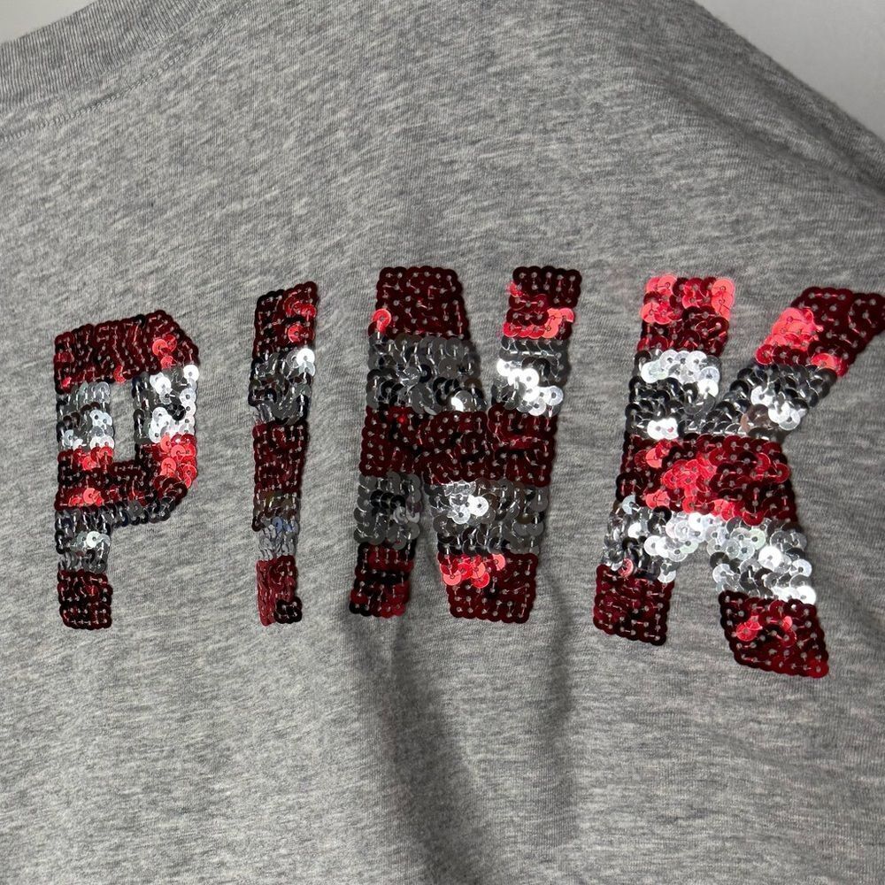 Victoria's Secret PINK “LOVE PINK” Sequin Patriotic Long-Sleeve Tee. Size Small - Picture 6 of 13